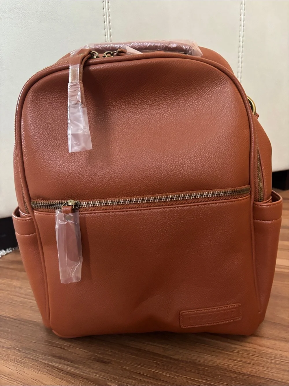 Bodomint Joni 2.0 Backpack in Camel Soft Vegan Leather Structured Silhouette NWT